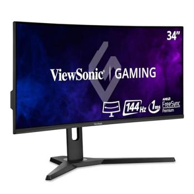 Viewsonic VX3418-2KPC 86,4 cm (34 Zoll) Curved Gaming Monitor (UWQHD, Adaptive Sync, 1 ms, 144 Hz, HDMI, DP, geringer Input Lag, Lautsprecher, höhenverstellbar) Schwarz von ViewSonic