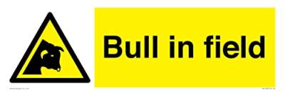Bull in Field Schild – 600 x 200 mm – L62 von Viking Signs