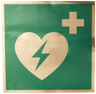 E010 Sicherheitszustand Automatisiertes externes Herz-Defibrillator-Schild – 300 x 300 mm – S30 von Viking Signs