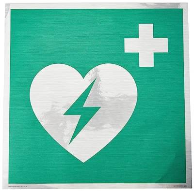 E010 Sicherheitszustand Automatisiertes externes Herz-Defibrillator-Schild – 300 x 300 mm – S30 von Viking Signs