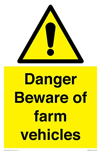 Schild "Danger Beware of Farm Fahrzeuge", 200 x 300 mm, A4P von Viking Signs