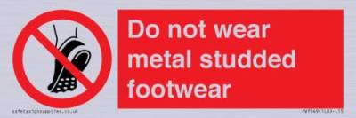 Schild mit Aufschrift"Do not wear metal studded footwear", 150 x 50 mm, L15 von Viking Signs