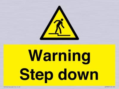 Warnschild "Step Down", 200 x 150 mm, A5L von Viking Signs