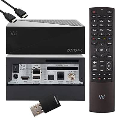 VU Zero 4K - UHD HDR Sat Receiver mit 1x DVB-S2X Tuner, E2 Linux Smart Receiver, YouTube, CI + Kartenleser, Media Player, HbbTV Mediathek, USB, 2TB HDD PVR Kit, 300Mbit WiFi + EasyMouse HDMI-Kabel von Vu Plus