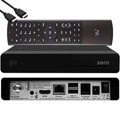 VU+ Zero HW Version 2-1x DVB-S2 Full-HD Sat Tuner E2 Linux Receiver, YouTube, Satellit Receiver mit Aufnahmefunktion, Kartenleser, Media Player, USB, EasyMouse HDMI-Kabel, schwarz von Vu+