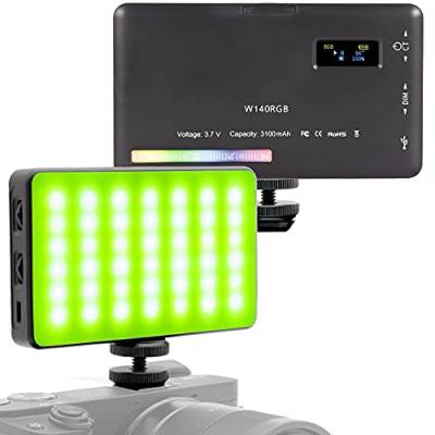 WEWOGA W140 RGB Video Lighting LED Camera Licht Foto Video Light Kamera Leuchte Dimmbar 2500-9000K Build in 3100mAh CRI95+ mit 1/4" Kaltschuh Kompatibel für DSLR Camera Vlog Fotografie TikTok Living von WEWOGA