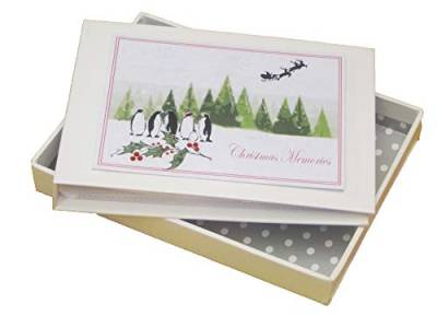 White Cotton Cards XT4T Fotoalbum mit Weihnachtsmotiv, fliegender Weihnachtsmann und niedlicher Pinguin-Fotoalbum von WHITE COTTON CARDS