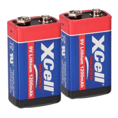 2X Batterie Lithium 9 Volt Block 1200mAh, 9v E-Block (U9VL, CR-9V, 6LR61) 10 Jahres Batterie ideal für z.B. Rauchmelder, Feuermelder, Messgeräte, Mikrofone u.v.m. AKKUman Set (2 Stück) von WSB