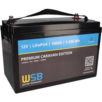 WSB LiFePO4 Akku 12V (12,8V) 100Ah inkl. Bluetooth Caravan Edition von WSB