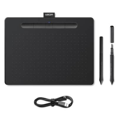 Wacom Intuos Medium Zeichentablett Bluetooth - Tablet zum Zeichnen & zur Fotobearbeitung mit druckempfindlichem Stift schwarz - Ideal für Home-Office & E-Learning von Wacom