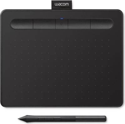Wacom Intuos S with Bluetooth - Digitalisierer - rechts- und linkshändig - 15,2 x 9,6 cm - elektromagnetisch - 5 Tasten - kabellos, kabelgebunden - USB, Bluetooth 4,2 - Schwarz (CTL-4100WLK-N) (geöffnet) von Wacom
