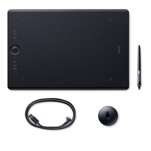 Wacom K100912 Intuos Pro Stifttablett Größe L, Grafiktablett (inkl. Wacom Pro Pen 2 Eingabestift mit verschiedenen Spitzen, geeignet für Windows & Apple), Schwarz von Wacom