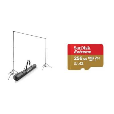 Walimex pro Teleskop Hintergrundsystem L 120-307 cm & SanDisk Extreme microSDXC UHS-I Speicherkarte 256 GB + Adapter von Walimex pro