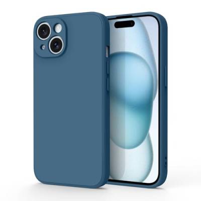 Wanme Silikon Hülle Kompatibel mit iPhone 15 Hülle, Dreischichtige Struktur Anti-Drop Stoßfeste Staubdichte Handyhülle, Umfassende Schutzhülle für Die Hintere Linse für iPhone 15 6.1 Zoll, Navy Blau von Wanme