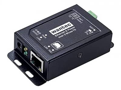 Wantec 2wIP 2-Draht Ethernet Adapter mit PoE - Schraubklemmen - Client | Kameraseite | Empfänger - 1-Port, 5722 von Wantec