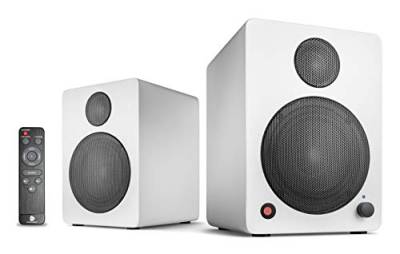 Wavemaster CUBE MINI white - Regallautsprecher-System (36 Watt) mit Bluetooth-Streaming, Digitalanschluss und IR-Fernbedienung, Aktiv-Boxen, Nutzung für TV/Tablet/Smartphone, weiß (66371) von Wavemaster