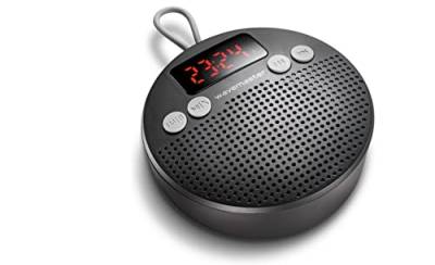 Wavemaster MOBI-3 - Tragbarer Bluetooth-Lautsprecher für Unterwegs (360° Klangfeld) mit Radio, Wecker und Freisprechfunktion für mobile Soundquellen, IPX5 Spritzwasserschutz - Anthrazit / Grau von Wavemaster