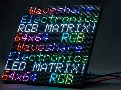 Waveshare RGB Full-Color LED Matrix Panel 3mm Pitch 64×64 Pixels 4096 Individual RGB LEDs Adjustable Brightness Compatible with Raspberry Pi von Waveshare
