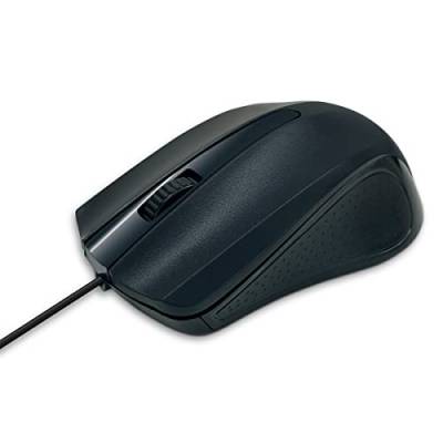 Waytex 65106 USB-Maus, kabelgebunden, schwarz, mit 3 Tasten und optischem Sensor, 1000 DPI, ergonomischer Griff, beidhändig für PC und Mac von Waytex