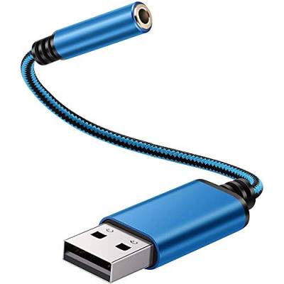 Widybord Audio Adapter für USB zu 3,5 Mm KopfhöRer Anschluss, Externe Stereo Sound Karte für PC, Laptop, Usw. (0,6 Fuß, Blau) von Widybord