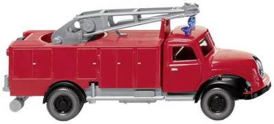 Wiking 062304 H0 Einsatzfahrzeug Modell Magirus Deutz Feuerwehr - Rüstwagen mit Metz-Kran von Wiking