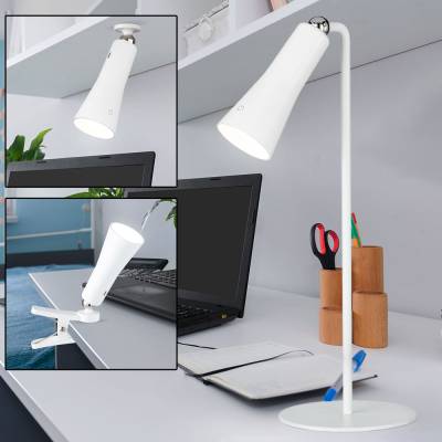 LED Tisch- Wand- Taschenlampe, Klemmleuchte, Akku, weiß D 5,4 cm von Wofi