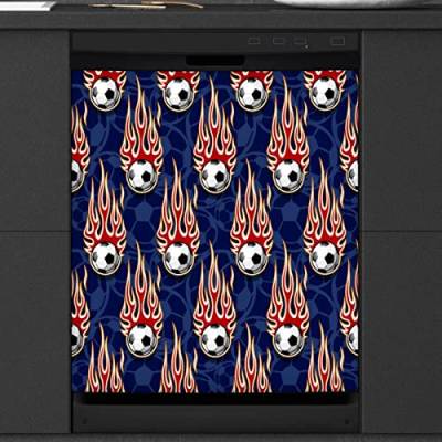 Burning Soccer Geschirrspüler Magnetische Abdeckung Küche Dekor Fußball Muster Front Geschirrspüler Kühlschrank Magnetische Abdeckung Aufkleber Gerät Dekorative Abdeckung 23 x 26 Zoll von WowPrint