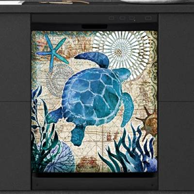 Coastal Sea Turtles Geschirrspüler Magnetische Abdeckung Küche Dekor Meeresschildkröte Front Geschirrspüler Kühlschrank Magnetische Abdeckung Aufkleber Gerät Dekorative Abdeckung 23 x 26 Zoll von WowPrint