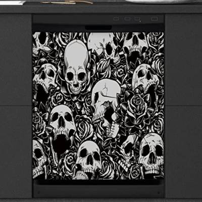 Schädel Geschirrspüler Magnetische Abdeckung Küche Dekor Halloween Zucker Totenkopf Front Geschirrspüler Kühlschrank Magnetische Abdeckung Aufkleber Gerät Dekorative Abdeckung 23 x 26 Zoll von WowPrint