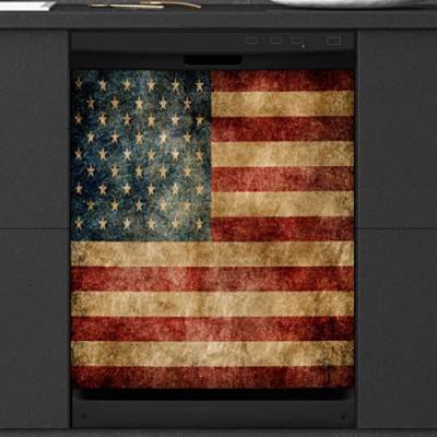 Vintage Amerikanische Flagge Geschirrspüler Magnetische Abdeckung Küche Dekor USA Flagge Muster Front Geschirrspüler Kühlschrank Magnetische Abdeckung Aufkleber Gerät Dekorative Abdeckung 23 x 26 Zoll von WowPrint