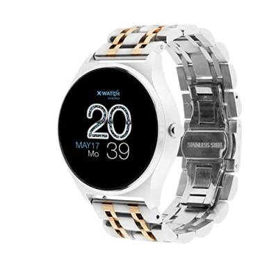 X-WATCH JOLI XW PRO Damen Smartwatch mit Blutdruckmessung-Fitness Watch-Shiny Silver 54059 von X-WATCH