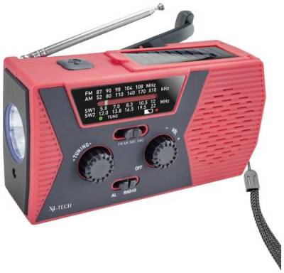 X4 Tech Notfallradio FM, AM, KW Akku-Ladefunktion, Handkurbel, Solarpanel, Taschenlampe, wiederaufla von X4 Tech