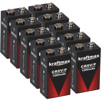 10x Kraftmax Lithium 9V Block Hochleistungs- Batterien für Rauchmelder Feuermelder - 10 Jahre Batterie Lebensdauer von XCell