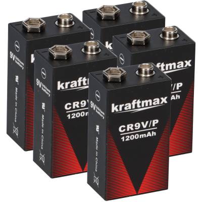 5x Kraftmax Lithium 9V Block Hochleistungs- Batterien für Rauchmelder Feuermelder - 10 Jahre Batterie Lebensdauer von XCell