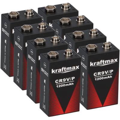 8x Kraftmax Lithium 9V Block Hochleistungs- Batterien für Rauchmelder Feuermelder - 10 Jahre Batterie Lebensdauer von XCell