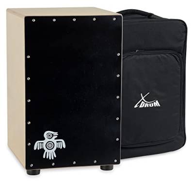 XDrum Cajon Peruana Black Wood (3 mm Schlagplatte, 9 mm Birkenkorpus, 48 cm hoch, inkl. Rucksack-Tasche) von XDrum