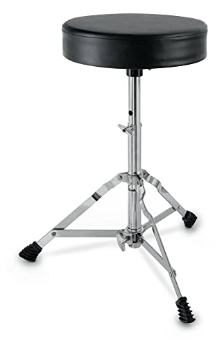 XDrum Schlagzeughocker Semi - Höhenverstellbarer Drum Hocker, verstellbar von 50-62 cm - Drei stabile Standbeine mit Gummifüßen, zusammenklappbar - Extra dicke 4 cm Polsterung für bequemen Sitz von XDrum