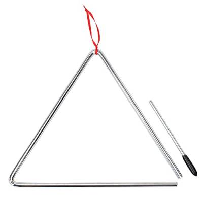 XDrum Triangel mit Schlägel - Triangle für Kinder und Musikalische Früherziehung - Schlaginstrument mit 25cm (10") Größe und Klöppel - Stahl Rhythmusinstument für Kindergarten von XDrum