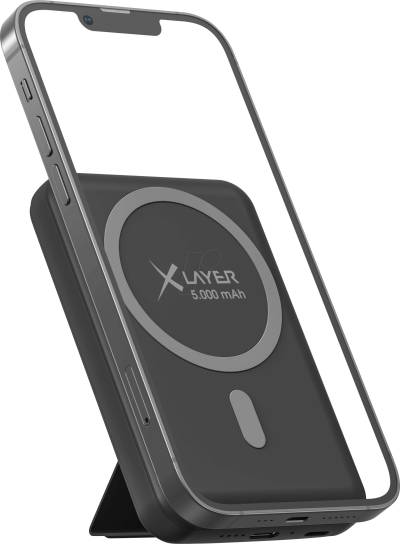 XLAYER 219627 - Powerbank, 5000 mAh, MagSafe, mit Standfuß von XLAYER