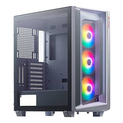 XPG Cruiser SUPER Midi-Tower-E-ATX-PC-Gehäuse (Geometrische Frontblende aus Aluminium, Glas-Seitenteil dreifach gehärtet, großräumiges Innendesign, 3 x XPG Vento 120 ARGB Lüfter installiert, Weiß) von XPG