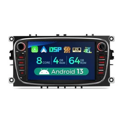 XTRONS 7 Zoll Android 13 Autoradio Octa Core 4GB 64GB Multimedia Player Eingebautes 4G LTE Car Play Android Auto DSP GPS Bluetooth 5.0 WiFi Optional DAB OBD TPMS DVR AHD Kamera für Ford Focus von XTRONS