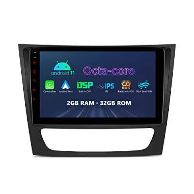 XTRONS 9 Zoll 1280 * 720 HD IPS Touchscreen Android 12 Autoradio Octa Core 2+32 Eingebautes CarAutoPlay/Android Auto/DSP Unterstützung WiFi/AHD-Kamera/GPS für Mercedes Benz E-Class W211 W219 von XTRONS