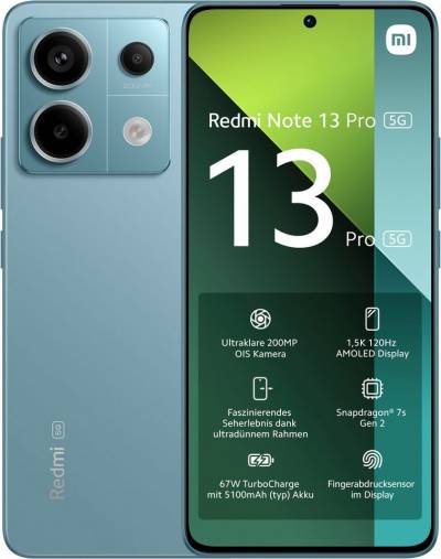 Xiaomi Redmi Note 13 Pro 5G 256Gb Smartphone (16,94 cm/6,67 Zoll, 256 GB Speicherplatz, 200 MP Kamera) von Xiaomi