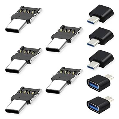 Xiatiaosann 10 Stück Ultra Mini Typ-C OTG Adapter, USB-Buchse auf USB-C-Stecker, 5-poliger Stecker für Computer, Telefon, Tablet, Kabel, Flash-Laufwerk, mit USB-C-Stecker auf USB-Buchsenadapter von Xiatiaosann