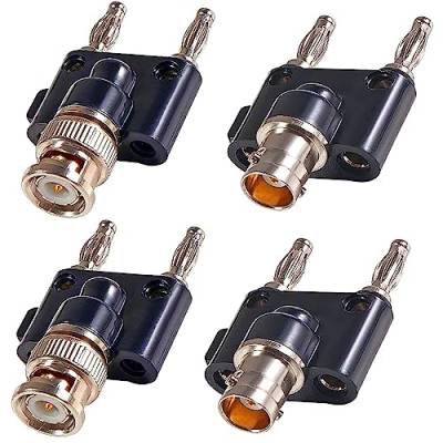 Xiatiaosann BNC Stecker auf Dual Bananenstecker und BNC Buchse auf Dual Bananenstecker, Polklemmen, RF-Koaxial-Adapter, BNC auf Bananen-Koax-Klinkenstecker (4er-Pack) von Xiatiaosann