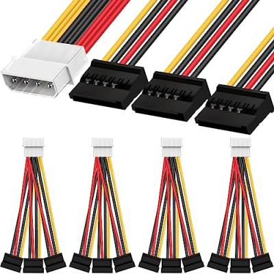 Xiatiaosann Molex Stecker auf SATA Adapter Kabel HDD StromKabel, 4-pin LP4 zu 3 x 15-pin SATA Buchse Festplatte SSD Netzteilkabel, 20 cm, 5er-Pack von Xiatiaosann