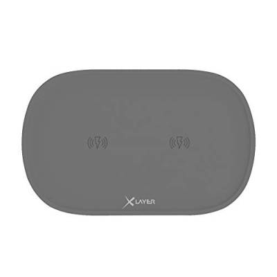 Xlayer Ladepad | Doppel Induktionsladegerät mit 2 Ladepositionen | Wireless Charger | Automatischer Ladevorgang | Kabellose Ladestation für iPhone 15 Pro Max und Induktive Smartphones | Anthrazit von Xlayer