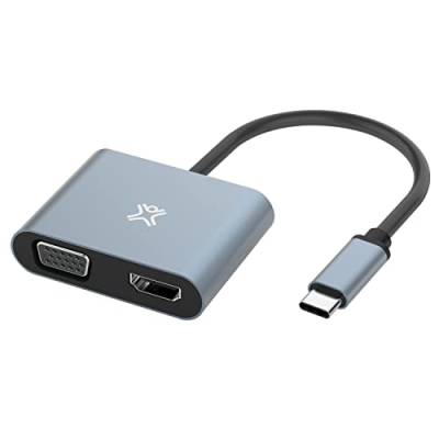 XtremeMac USB-C zu HDMI & VGA Adapter, Dual Display, 4K Ultra HD (HDMI) und Full HD (VGA), MacBook Pro/Air M1, iPad Pro/Air/Mini 6, Dell Xps 13/15, qualitative Aluminiumstruktur - Space Grey von XtremeMac