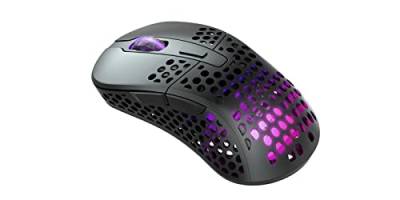 Xtrfy M4 Wireless, kabellose ultraleichte Gaming-Maus, optimiert für E-Sports, 2.4 GHz Funk, RGB-Beleuchtung, anpassbare ergonomische Rechtshändermaus, wiederaufladbar, Schwarz von Xtrfy