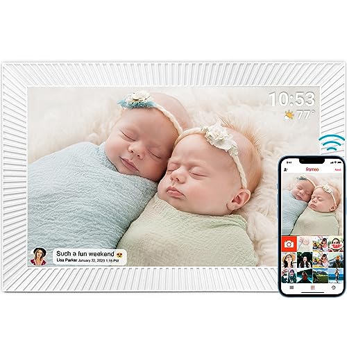 FRAMEO Digitaler Bilderrahmen 10,1 Zoll mit 32G internem Speicher, Smart WiFi Digitaler Bilderrahmen, 1280 x 800 IPS-Touchscreen, Bewegungssensor, automatische Rotation, Teilen Sie Fotos und Videos von YENOCK